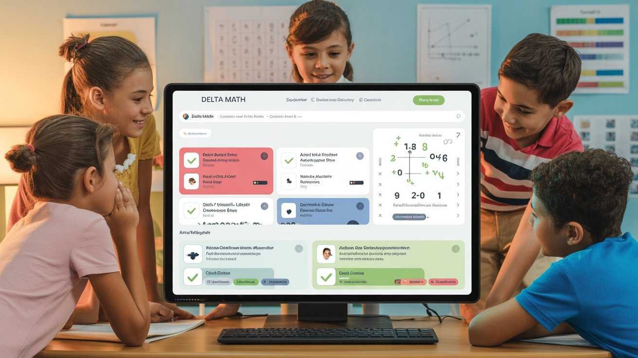 Modern Delta Math online interface on a laptop
